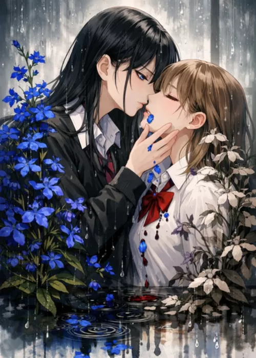 ロベリアと雨垂れと